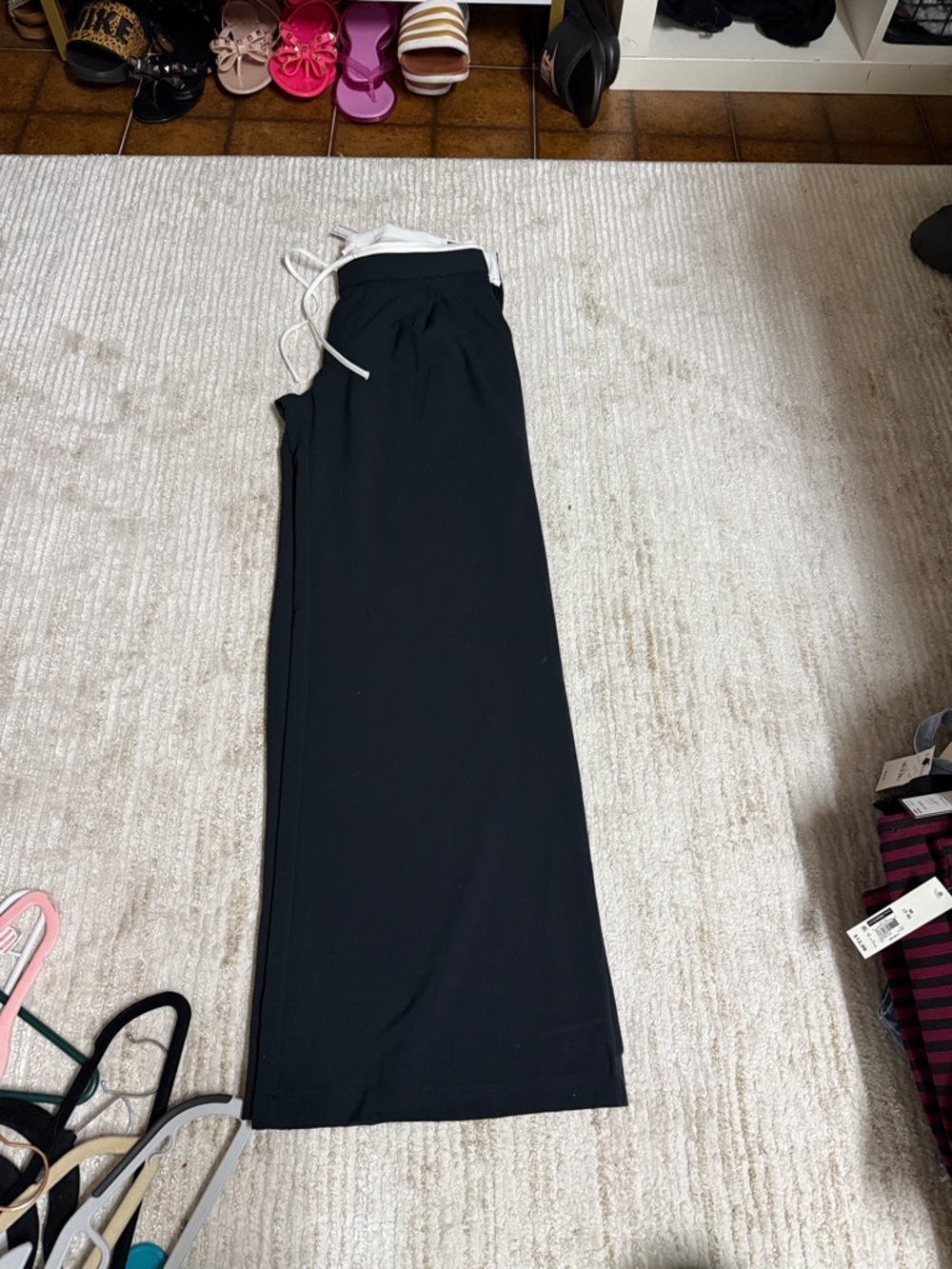 PINK Victoria's Secret Black Maxi Skirt with White Drawstring